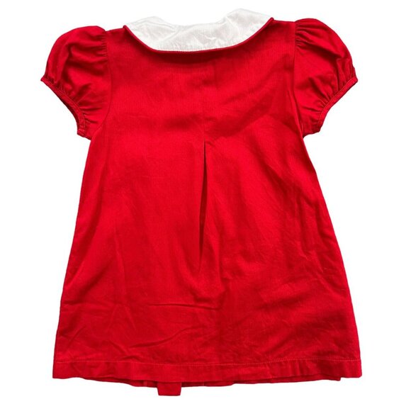 Pixie Lily Corduroy Dress Girls Red Dog Embroidered Button Up Puff Sleeve Size 4 - Picture 2 of 9
